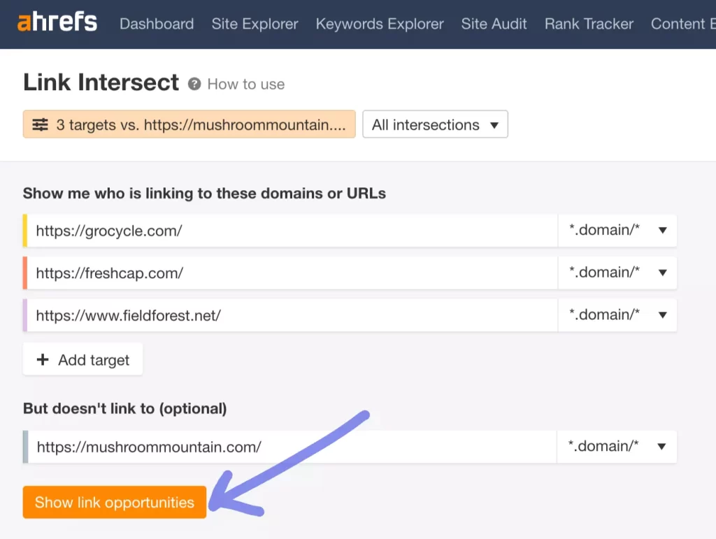 show link opportunities ahrefs