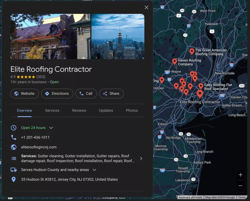 roofing google business profile