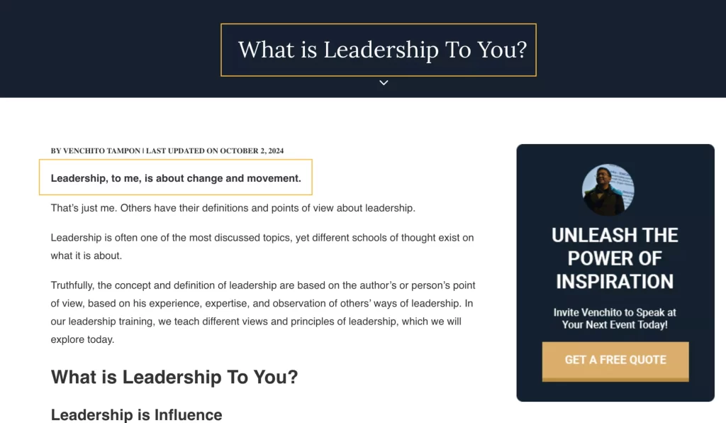 quick answer what is leadership to you