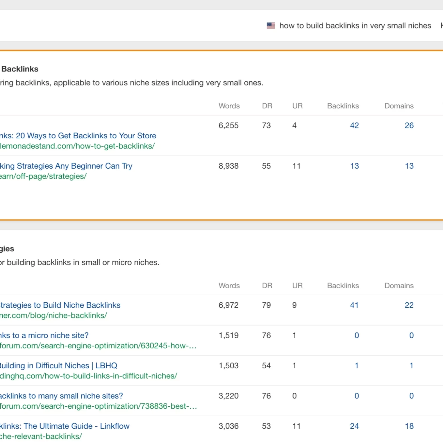 how to build backlinks in very small niches