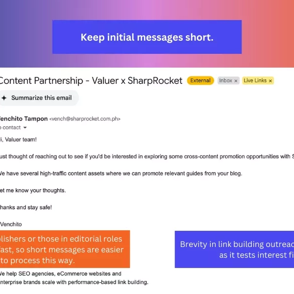 link building outreach brevity
