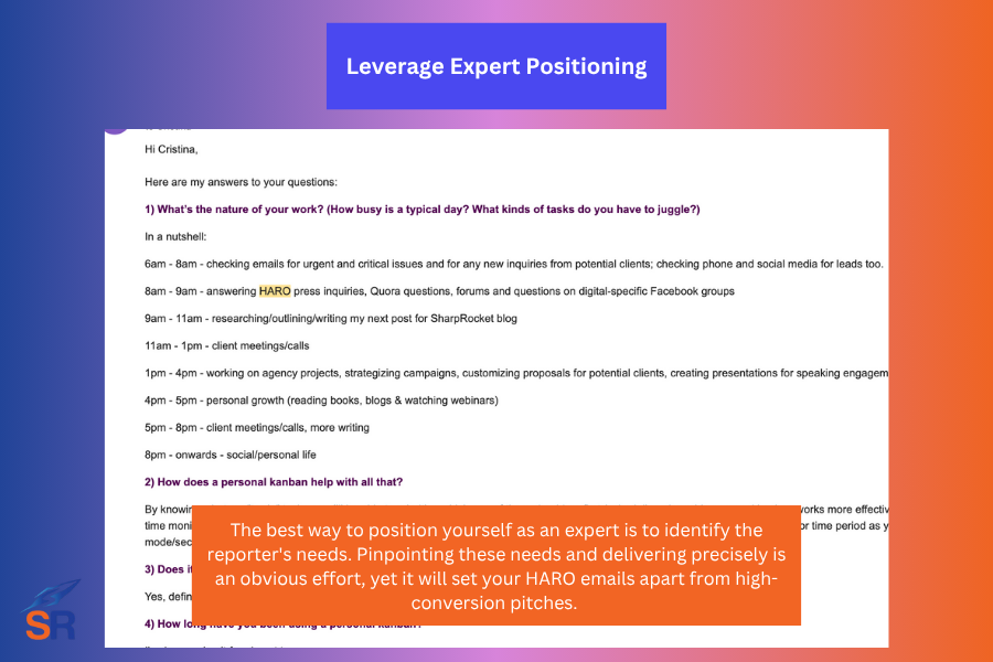expert positioning - haro link building