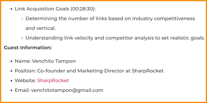 shownotes backlinks podcast